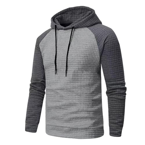 Pull patchwork plaid gris XL avec capuche et manches longues - 7
