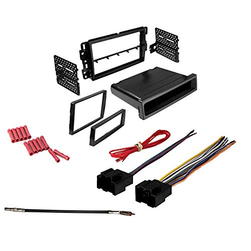 CACHÉ KIT805 Bundle with Car Stereo Installation Kit for GMC 2014 Sierra HD – in Dash Mounting Kit, Harness, Antenna Adapter for Double or Single Din Radio Receivers (4 Item)