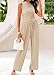 Rayson Zweiteiler Sommer Damen Ärmelloses Oberteil und Weite Hose hoher Taille mit Taschen Damen Trainingsanzug Set mit Kordelzug Casual Eleganz（Beige,L）