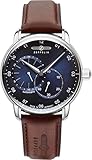 Gehäuse: Edelstahl Zeppelin Herrenuhr Automatik New Captain\'s Line Braun/Blau 8662-3
