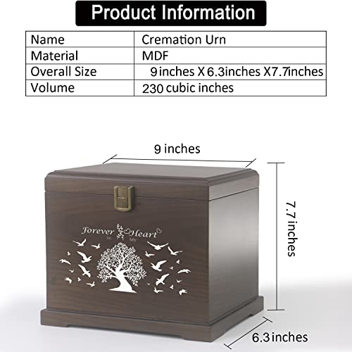 BAMTALK Cremation Urn for Human Ashes, Adult Memorial Urn, Funeral Keepsake Urns for Men Women, Wooden Decorative Urns Box and Casket, Large Capacity,Cremation Boxes for Human Ashes, 230 Cubic Inches - Thumbnail 2