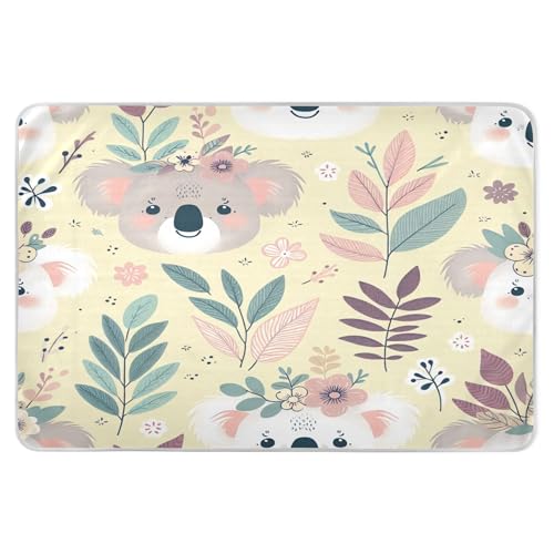 Takiito Koala Bed Pad Reusable Bed Underpad Washable Waterproof Leak-Proof Quick Dry Incontinence Pee Pad for Toddlers Kids Adults Pets 34x52 in