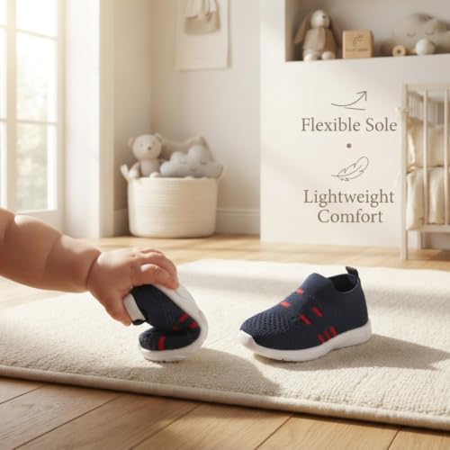 Image of Infant Shoes for Baby Boys & Girls | Musical Sound Walking Shoes | First Walker Shoes for Toddlers | Lightweight Breathable Knit Sneakers | Soft Sole Comfortable Slip On Shoes for Newborns, Babies & Kids