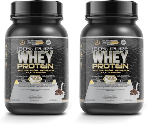 Healthy Fusion Whey Protein | 43 g/dose Protéine Whey Pure avec Collagène, Magnésium et Vitamine B6 | Augmente la masse musculaire, améliore l’entraînement et renforce les articulations | 1000 g