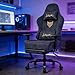 Gaming Stuhl Chair Gamer Sessel-Stoff Wildlederimitat Gamer Stuhl mit Fußstütze Lendenkissen Kopfstütze Höhenverstellbar 3D Armlehnen mit Mehrfach Verstellbaren Armen Gamingstuhl 200 Kg Grau