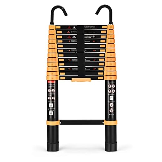 ASPERLAD Telescoping Ladder 12.5FT Extension Ladder with Hooks Aluminum Lightweight Collapsible Ladder for Home, RV Heavy Duty 330lbs Max Capacity