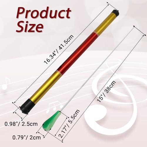 Hordion 15\" Music Conducting Baton, Imitation Agate Handle Conductor Baton with Tube Case for Choral Symphony Concert(Green Handle)