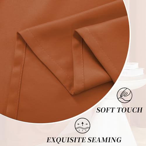 Image of HUTO Short Kitchen Blackout Curtains Drapes - Thermal Insulated Antique Copper Grommet Black Out Drapery Panels for Basement Bathroom Small Windows, Set of 2, 42 Inch by 45 Inch, Rust