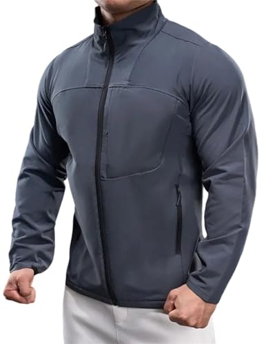 Image of Men's Lightweight Softshell Jacket Waterproof Windbreaker Work Jackets Coats Hiking Outdoor with Pockets