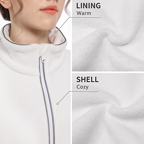 Alblanc Fleece Jacket Women,Lightweight Soft Full Zip Polar Fleece Jacket,Womens Fleece Jacket Zip Up With Zipper Pockets,White M #TOP3