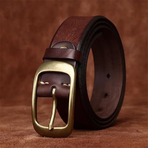 3.8 Width Cowhide Thick Leather Men's Brass Buckle Belts Jeans Belts For Men2