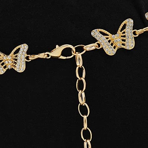 Cintura A Catena Con Farfalle E Strass ELABEST | Lunghezza Regolabile 45+90 Cm, Metallo Turchese E Oro, Accessorio Donna - 5