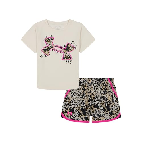 Image of Under Armour Girls' 2-piece Short Sleeve Tee and Shorts Set, Lightweight and Comfortable