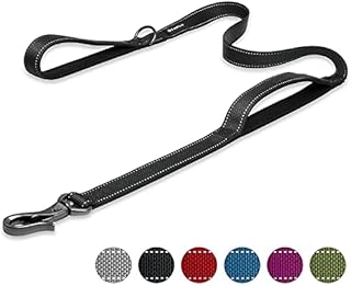 PetiFine Dog Lead with 2 Padded Handles,6ft Reflective Heavy Duty Dog Training Lead Walking Leash with Advanced Easy Snap Hook for Large,Medium & Small Dogs,Black