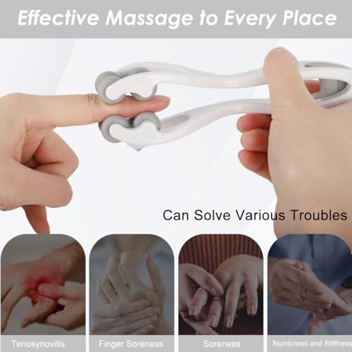 Image of HANNEA Finger Massager Roller Acupressure Hand Tool Pain Relief Grey | Gentle Pressure Massage, Helps Ease Daily Hand Tension, Handheld Build, Dual Row Design, Compact Carry Size, Easy Manual Use