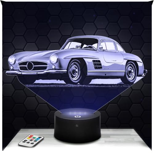 Lampephoto.fr - Lampe 3D Voiture SL 300 Gullwing, Idée Cadeau Fan de Voiture, Veilleuse Tactile Led, Effet Hologramme 3D, Idée Cadeau Noël Anniversaire...
