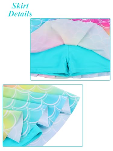 Image of Girls Rash Guard 2 Pieces Bathing Suit UPF50+ Swimsuit with Swimming Skirt Swimwear 2-14Y