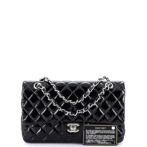 Pre-Loved Classic Double Flap Bag Quilted Patent Medium, Black2