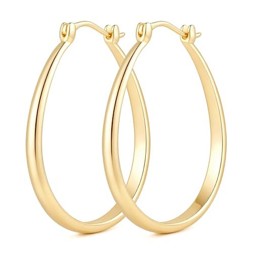 GLOSOLE 14K Gold Hoop Earrings for Women 14K Gold Earrings