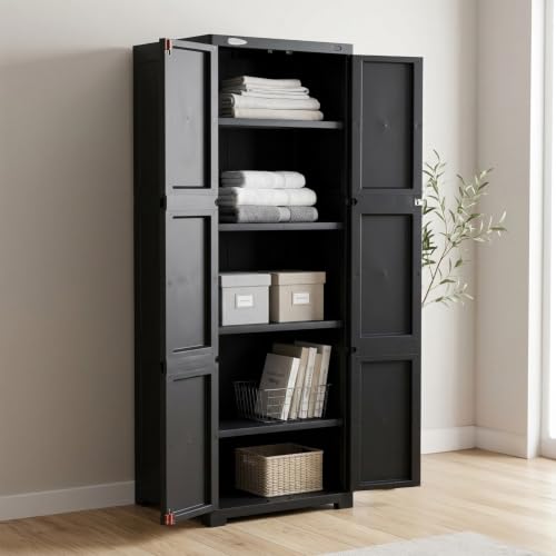 Image of Nilkamal Freedom Large (FML) Plastic Wardrobe for Storage| 3-Year Warranty|Clothes Organizer|Shelves|Cupboard|Almirah|for Home, Living Room, Bed Room|Adult & Kids| Charcoal Grey