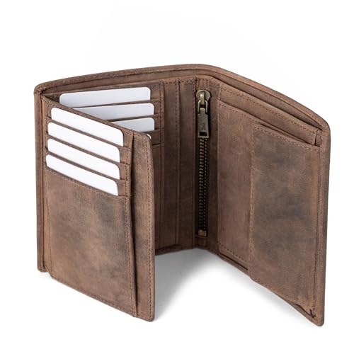 Berliner Bags Cartera vintage para hombre con monedero Thomas, de piel con protección RFID, cartera delgada para hombres, formato vertical - marrón