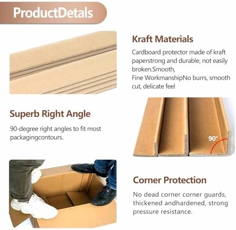 100 Pack Cardboard Corner Protectors for Shipping & Moving, Edge Guards for Art Packing, Durable Parcel Banding, 10x5x0.4 cm - Protect Your Corners!