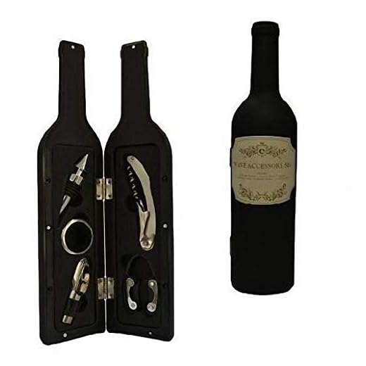 SET DE VINO CON FORMA DE BOTELLA DE 5 UTENSILIOS