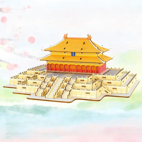 3D Wooden Puzzle Chinese Palace Forbidden City Great Hall Model – DIY Laser Cut Craft Kit Architecture Replica, Chinese Palace Display Décor, Buildable Assembly Gift Home Showcase