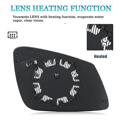 Youxmoto For 2009-2019 Bmw Driver Left And Passenger Right Side Heated Mirror Glass, Replacement For Bmw 228I 320I 328I 330I 335I 428I 430I 435I 440I 535I 550I 640I I3 M2 M3 M4 M5 X1 #TOP6