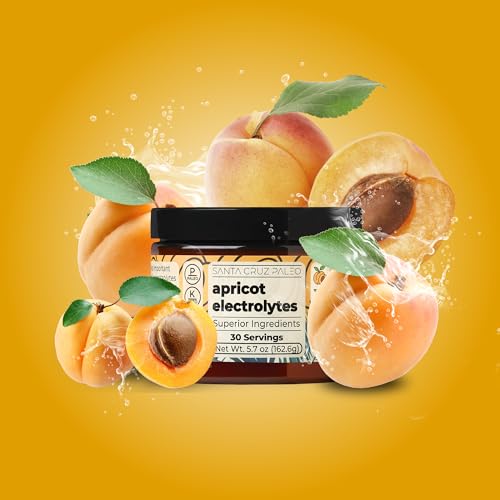 Image of Santa Cruz Paleo Electrolyte Powder, Apricot Flavor, Sugar Free Hydration Drink Mix with Himalayan Pink Salt, Sea Salt, Magnesium Glycinate, Potassium Chloride, Sweetened with Stevia, 30 Servings