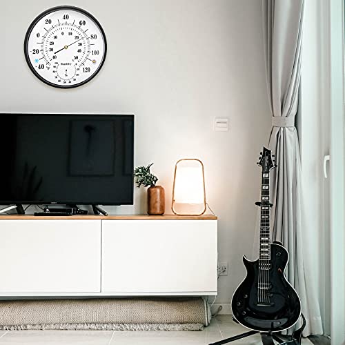 Mumtop Indoor Outdoor Thermometer - 12 Inch Outdoor Wall Hanging Thermometer Hygrometer With Large Numbers, Weather Thermometers For Patio, No Battery Needed(White) #TOP4