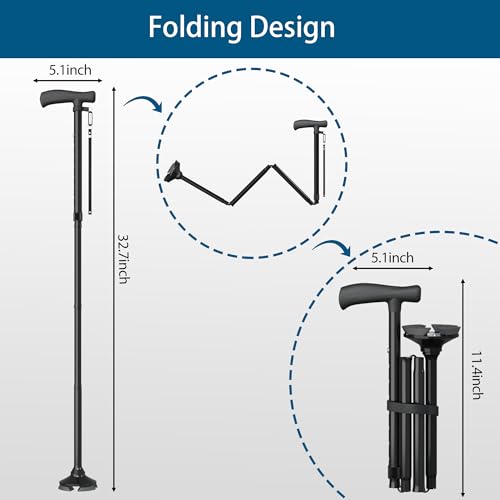 image for BONTEC Foldable Walking Cane, Aluminium Collapsible Walking Stick with