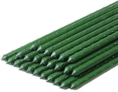 SEKKVY Garden Stakes 48 Inches Sturdy Plastic Coated Steel Plant Sticks Support for Securing Trees, Natural Climbing Plants, Shrubs (25 Pack - 48 Inches, Green)