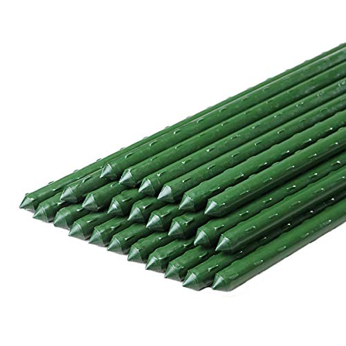 Sekkvy Garden Stakes 48 Inches Sturdy Plastic Coated Steel Plant Sticks Support For Securing Trees, Natural Climbing Plants, Shrubs (25 Pack - 48 Inches, Green) #TOP2