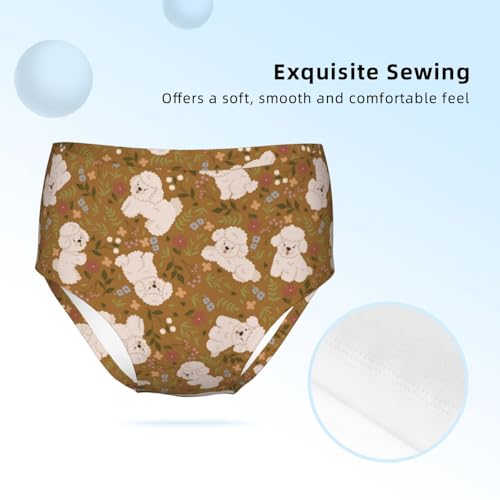 Cute Poodles And Flowers Girls' Underwear Soft Cotton Little Girls Panties Comfort Briefs3