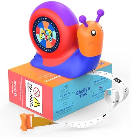 8ft Tape Measure for Kids, STEM Educational Tool with Level, Protractor and Eraser, Retractable Snail Shaped Measuring Tapes, Child-Safe Gift for Boys & Girls 3+, Blue