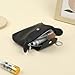 BEAMARKER Women Coin Purse with Keychain Black Full Grain Imitation Leather Pouch with Zipper Fashionable Small Keychain Wallet Classic Money Bag Portable Card Holder Change Organizer