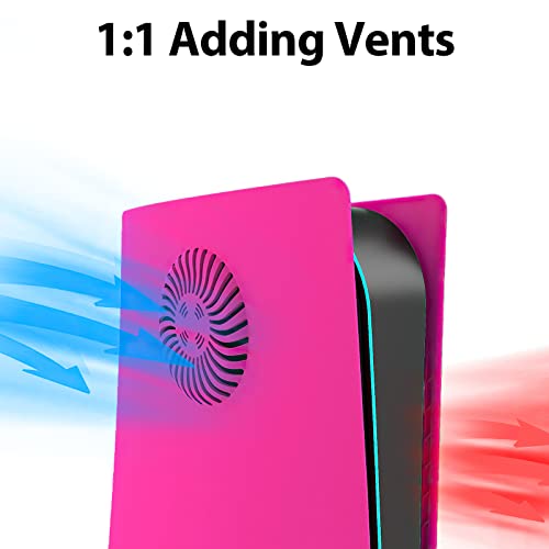 Image of Face Plate Cover Shell with Cooling Vents for PS5 Disc Edition Console Faceplate, Accessories Compatible with Playstation 5 Protective Replacement Panels (Nova Pink)