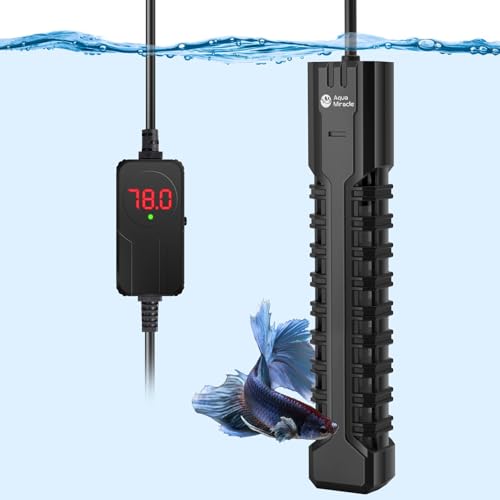 Image of AquaMiracle Aquarium Heater, 500W Submersible Fish Tank Heater with LED Digital Display, Overheat Protection & Auto Power-Off When Out of Water, for Freshwater and Saltwater Fish Tanks (75-150 Gal)