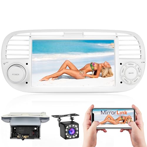 DAB DAB+ Android 13 Car Stereo for Fiat 500 2007-2015, Hikity 7 Inch Car Touch Screen for Fiat 500 Radio with Bluetooth GPS Navi WiFi FM RDS, Radio for Fiat with Phone Mirror Link Backup Camera-1+32GB