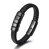 Fashion Frill Leather Bracelet For Men Stainless Steel Stylish Black Bracelet For Men Boys Mens Jewellery