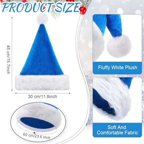Image of Vicenpal 20 Pcs Santa Hats Bulk for Adults, Light Blue, Classic