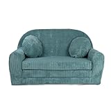 FORTISLINE Kindersofa XXL ausklappbar 96x57x48 cm - Kindercouch aus Cord mit Liegefläche 165 cm, Kinderzimmer Sofa mit 2 Kissen, Abnehmbarer waschbarer Bezug, Oeko-TEX Standard 100