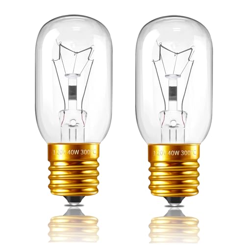 40W Microwave Light Bulbs T25 125V High Temp Resistance Oven Light Bulbs, Dimmable E17 40 Watt Appliance Replacement Bulbs Compatible with LG Kenmore Whirlpool Oven, Refrigerator, Microwave, 2 Pack