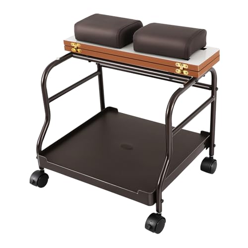 FURNITLEG Pedicure Foot Rest Cart, Beauty Salon Nail Or Foot Bath Spa Portable Foot Trolley, Portable Trolley Cart Storage Pedicure Cart with 4 Wheels for Hair Salons Home Bathroom (Coffee)