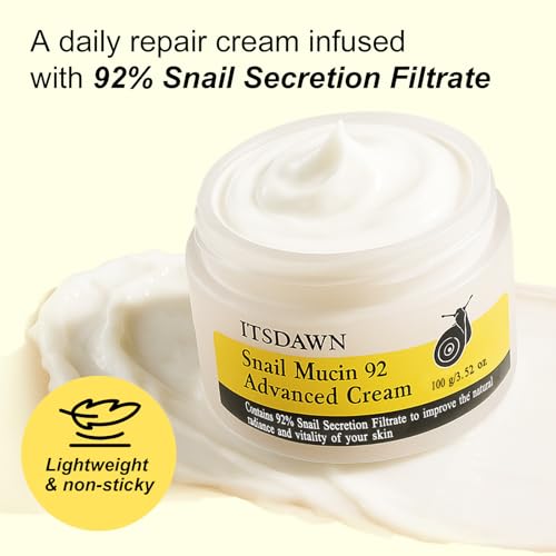 ITSDAWN Snail Mucin 92% Repair Cream 100g, Face Moisturizer Hydrating Repair Face Cream for Dry & Sensitive Skin, All Skin Types
