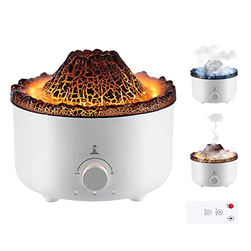 Humidificador, Volcano Difusor de Aceites Esenciales, 560 ml con Luz Efecto Llama, Difusor con Mando a Distancia para Casa, Dormitorio, Bebé y Yoga Cover