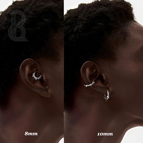 BodyBonita Spike 16G Septum Rings - 316L Stainless Steel Nose Rings Hoops for Women Men Helix Piercing Jewelry Tragus Daith Conch Cartilage Hoop Earring 14K Gold Plated/Silver 8 mm/10 mm3