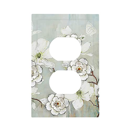 Lichtschalter-Abdeckung im Retro-Stil, Weiß, mit Blumenmuster, dekorative Einzelwandplatte, Schalterplatten, Küche, Schlafzimmer, Badezimmer Cover