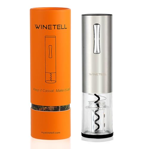 WINETELL Electric Wine Opener, Rechargeable Wine Bottle Opener with One-Click Button, Reusable Automatic Corkscrew Remover - Great Present for Wine Lovers, Wine Gift